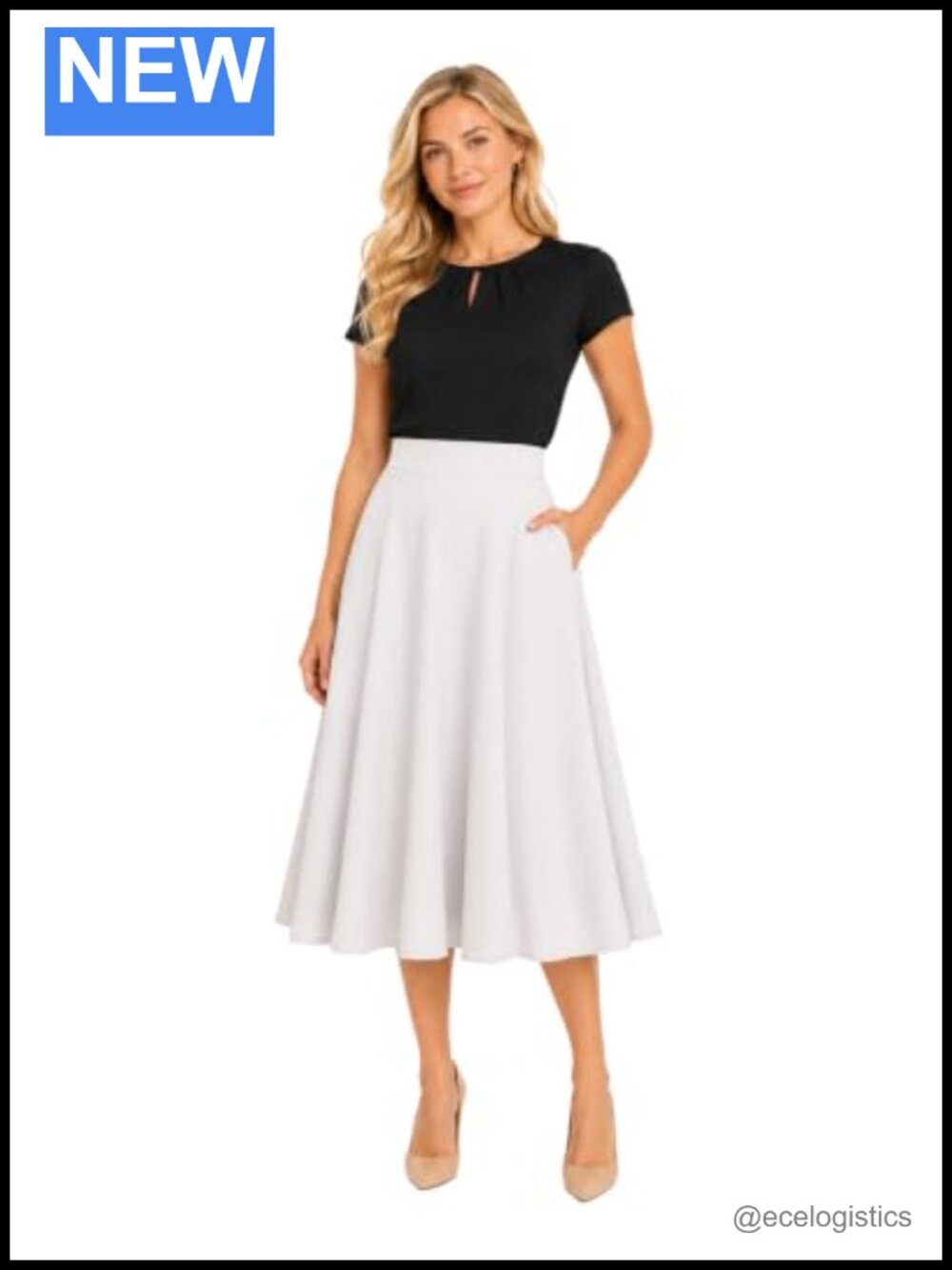 Full Skirt 30 Inch Twelve Gore Polyester Spandex Pull On Elastic Waist